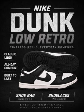 Nike Dunk Low Retro Black White Kids